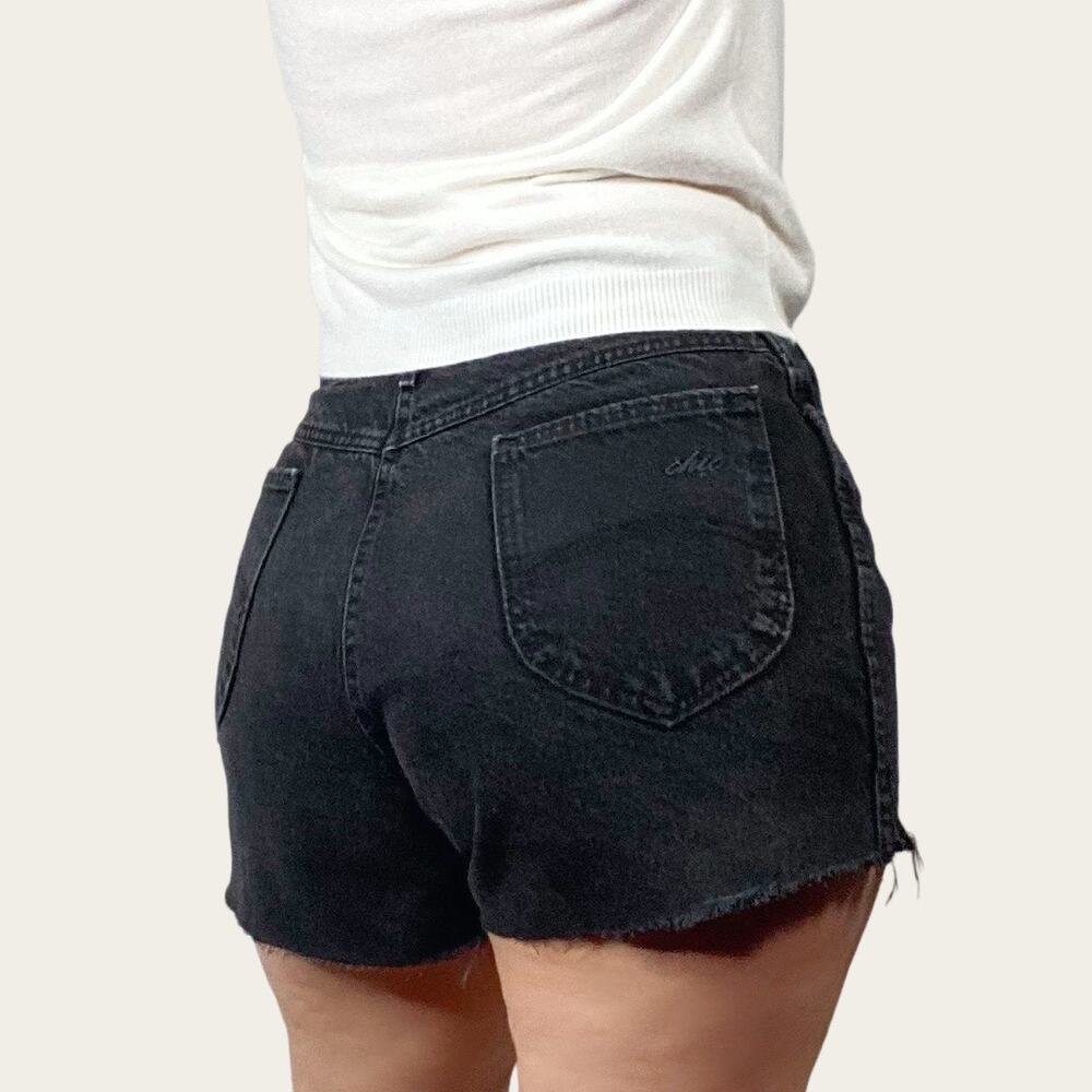 Vintage Chic Washed Out Black Cut Off Denim Jean Shorts Sz 34